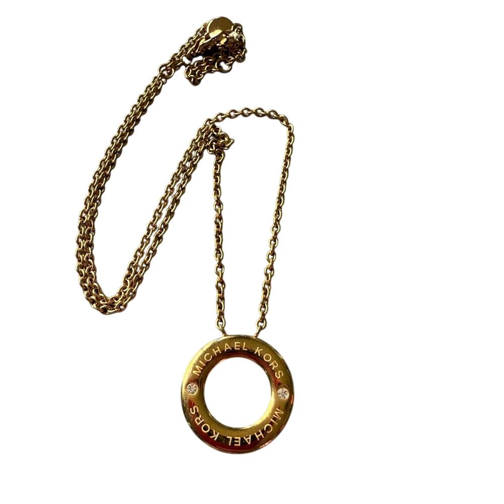 Michael Kors Gold Tone Ring Pendant Necklace - Picture 2 of 7